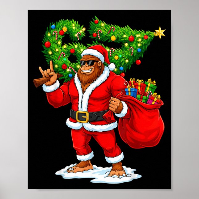 Póster Santa Bigfoot 67 Meme Funny Six Seven Christmas Ho (Frente)
