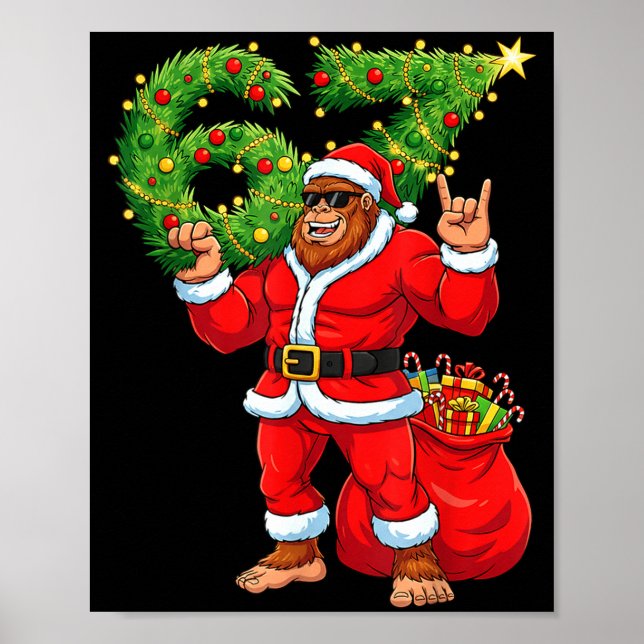 Póster Santa Bigfoot 67 Meme Six Seven 6 7 Funny Bigfoot  (Frente)