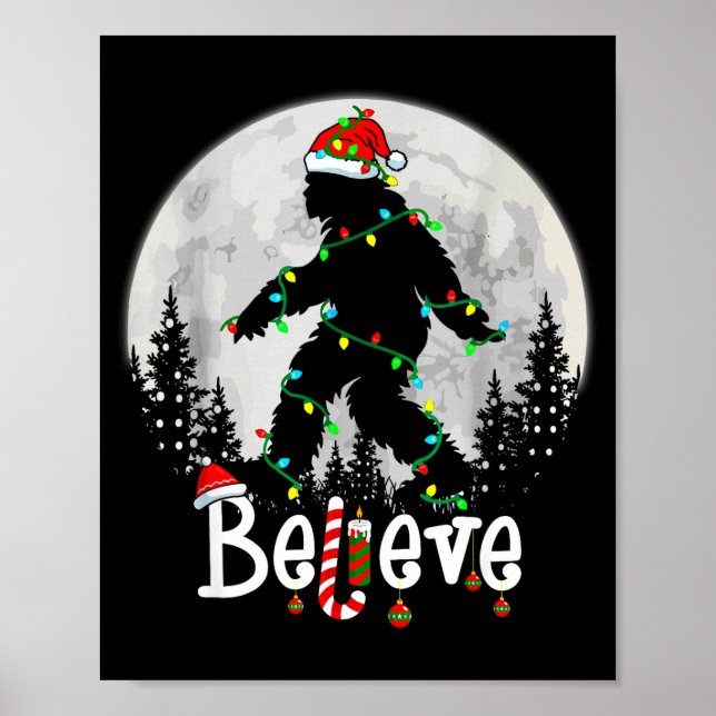 Póster Santa Bigfoot Christmas Sasquatch Believe Xmas Men (Frente)