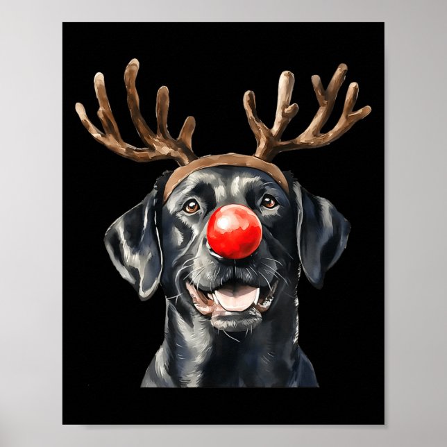 Póster Santa Black Labrador Christmas Black Labrador Dog  (Frente)