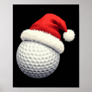 Póster Santa Bola de Golf Divertida de Navidad con Sombre