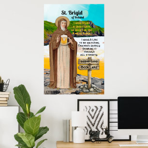 Póster Santa Brígida de Irlanda y su lago de cerveza