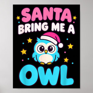 Póster Santa Bring A Owl Christmas Funny Christmas Animal