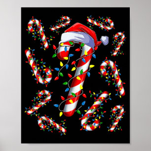 Póster Santa Caña De Caramelo Roja Y Blanca Navidad Diver