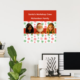 Póster Santa & Caras de Elfo   Diversión en el Polo Norte