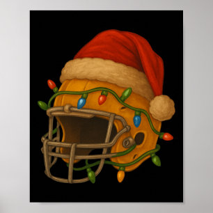 Póster Santa Casco de Hockey Luces de Navidad Navidad Hom
