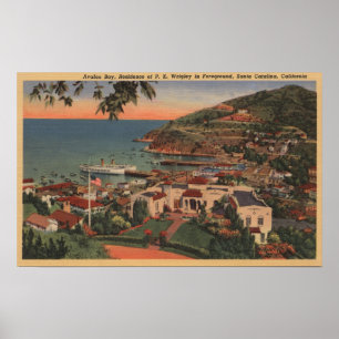 Póster Santa Catalina, CA - Bahía de Avalon