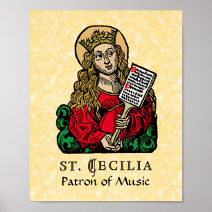 Póster Santa Cecilia con tablero de himnos (Nuremberg)