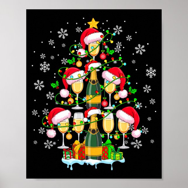 Póster Santa Champagnes As Christmas Tree Matching Drinke (Frente)