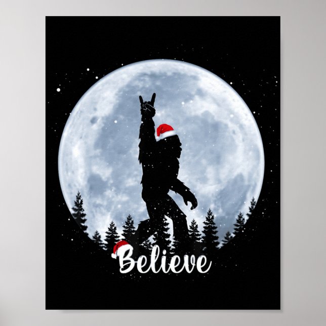 Póster Santa Christmas Rock Sasquatch Xmas Girl T Shirt  (Frente)