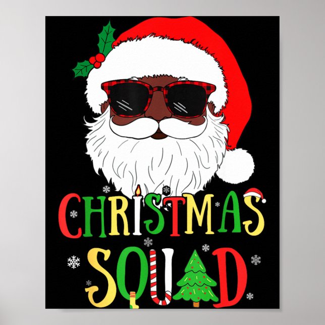 Póster Santa Christmas Squad Black Men African American P (Frente)