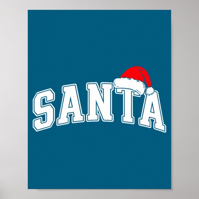 Póster Santa Christmas Varsity Text With Hat Family Xmas  (Frente)