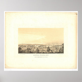 Póster Santa Clara, California. Mapa panorámico 1856 (158