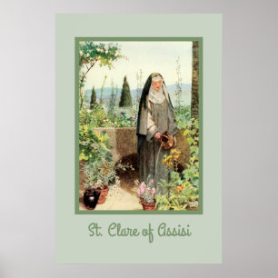 Póster Santa Clara de Asís Regando Flores (M 065)