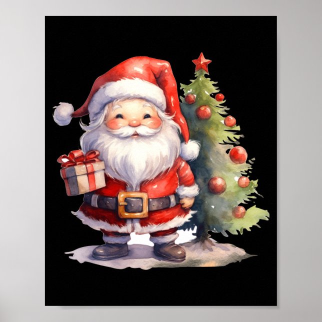 Póster Santa Claus And Christmas Tree  (Frente)