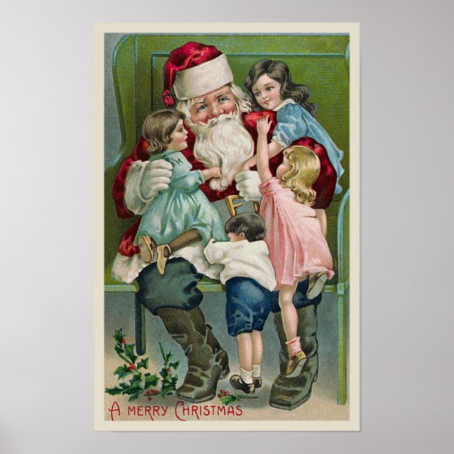 Póster "Santa Claus and Four Children" (Frente)