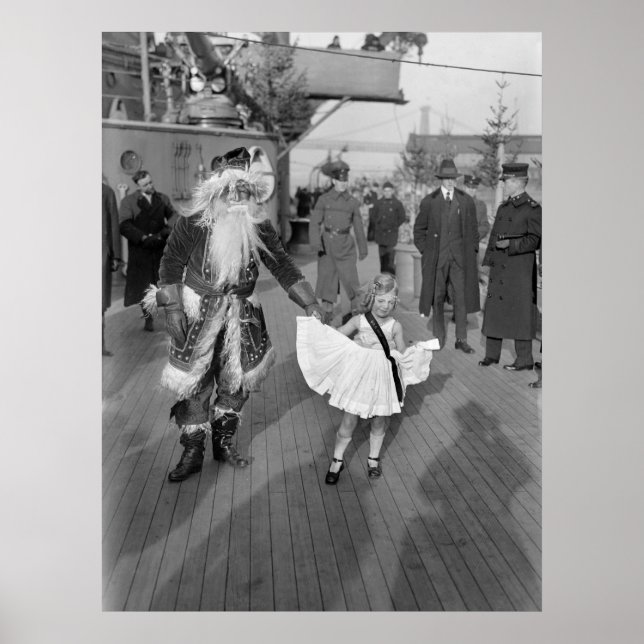 Póster Santa Claus and Little Girl on Deck, 1925 (Frente)