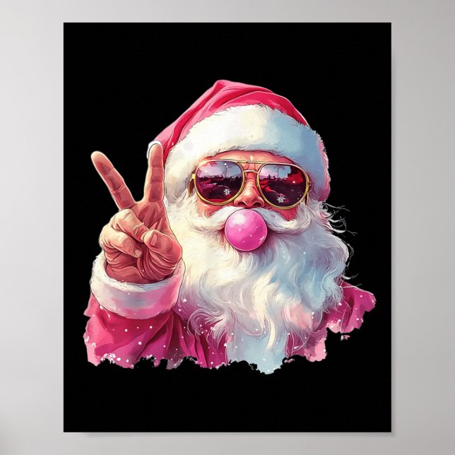 Póster Santa Claus Blowing Bubble Gum Nk Sungles Christma (Frente)