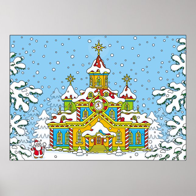 Póster Santa Claus casa, claus, casa, invierno, escarcha, (Frente)