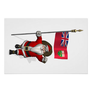 Póster Santa Claus Con Bandera De Ontario CDN