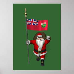 Póster Santa Claus Con Bandera De Ontario CDN