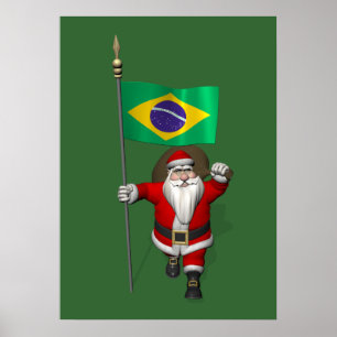 Póster Santa Claus Con El Destino De Brasil
