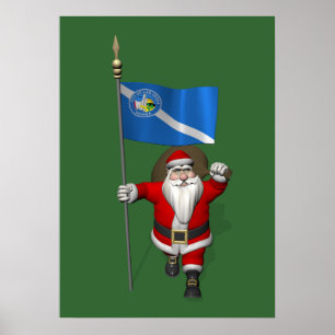 Póster Santa Claus Con El Diseño De Las Vegas