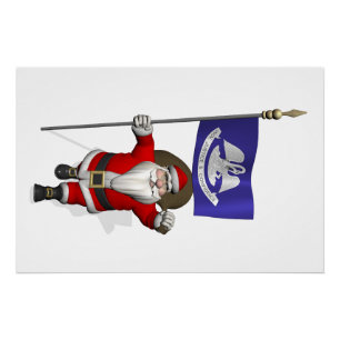 Póster Santa Claus Con El Diseño De Luisiana