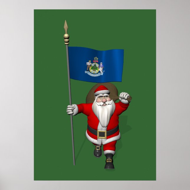 Póster Santa Claus Con El Diseño De Maine (Frente)