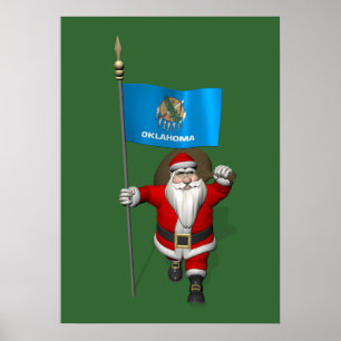 Póster Santa Claus Con El Diseño De Oklahoma