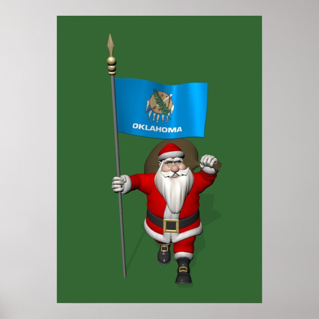 Póster Santa Claus Con El Diseño De Oklahoma (Frente)
