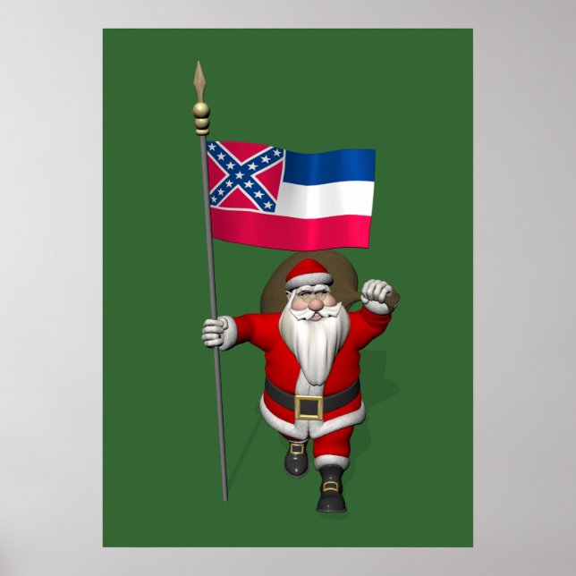 Póster Santa Claus Con El Encargado De Mississippi (Frente)