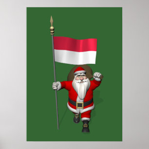 Póster Santa Claus Con El Fin De Indonesia