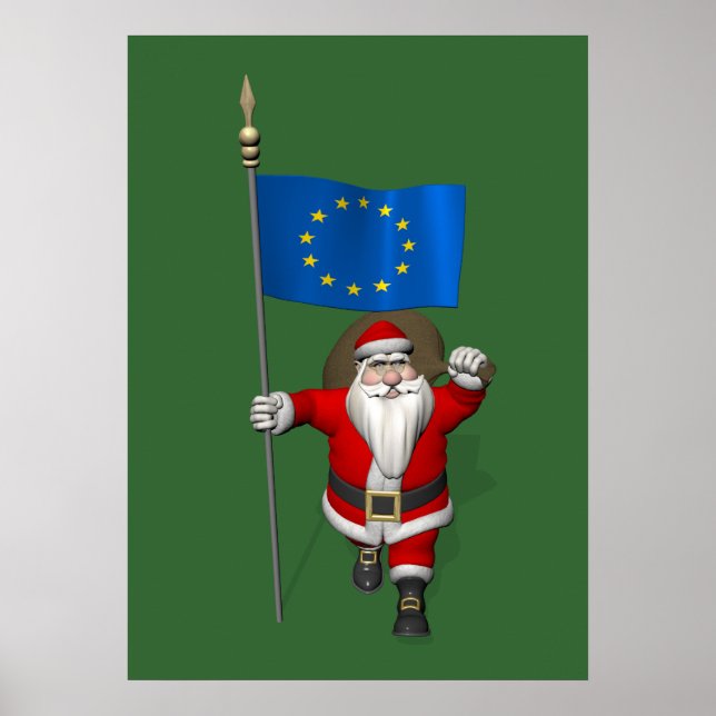 Póster Santa Claus Con El Fin De La Unión Europea (Frente)