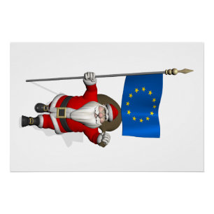 Póster Santa Claus Con El Fin De La Unión Europea