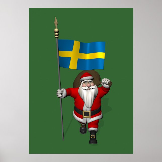 Póster Santa Claus Con El Fin De Suecia (Frente)