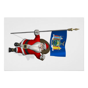 Póster Santa Claus con el fin del estado de Nueva York