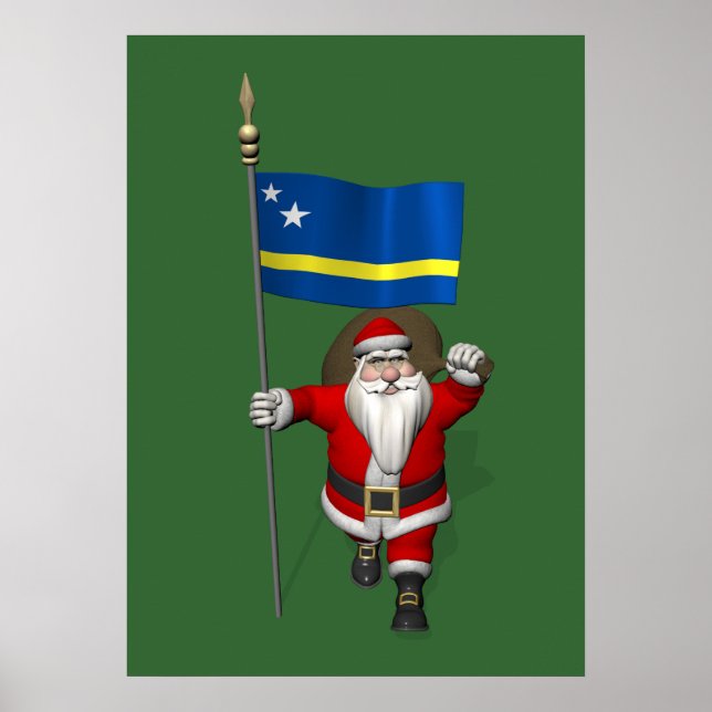 Póster Santa Claus Con El Firma De Curazao (Frente)