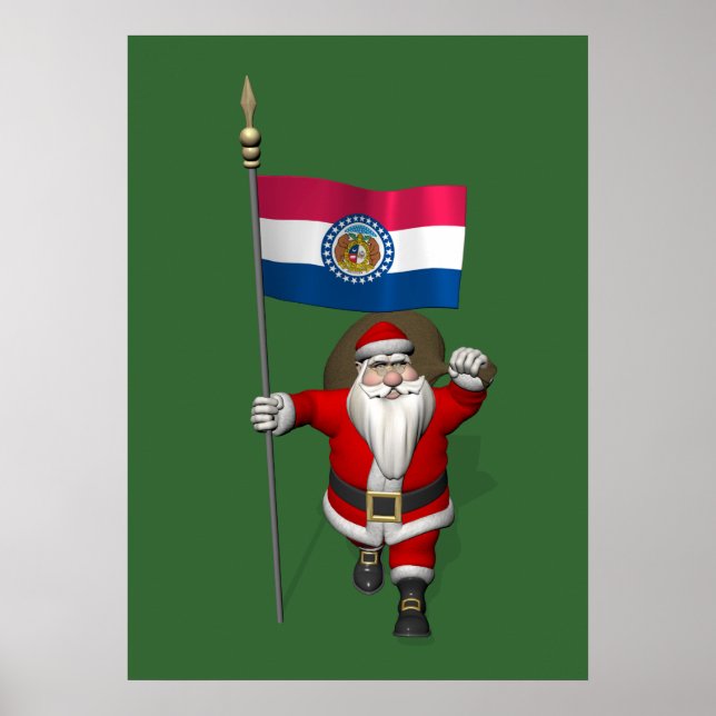 Póster Santa Claus Con El Firma De Misuri (Frente)