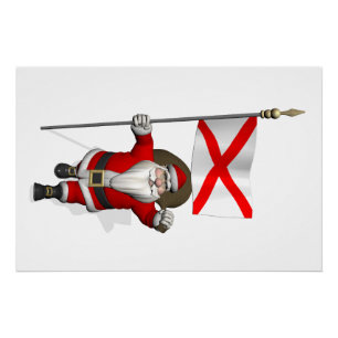 Póster Santa Claus Con El Firme De Alabama