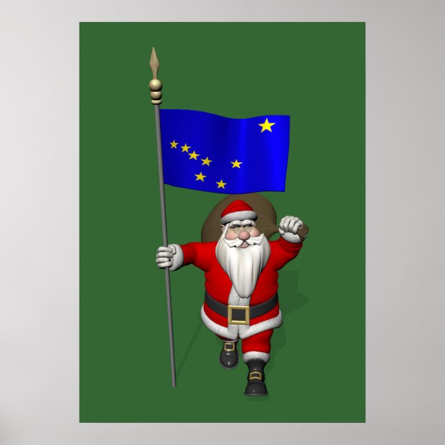 Póster Santa Claus Con El Firme De Alaska (Frente)