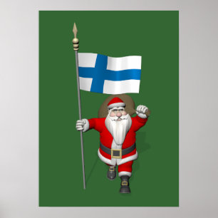 Póster Santa Claus Con El Firme De Finlandia