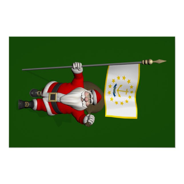 Póster Santa Claus con insignia de Rhode Island (Anverso)