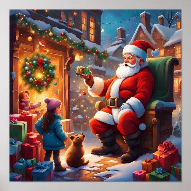 Póster Santa Claus con niños (Frente)