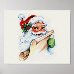 Póster Santa Claus con su lista de Navidades