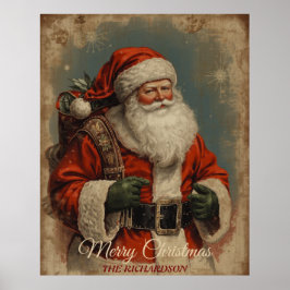 Póster Santa Claus de estilo antiguo Navidades rústicos v