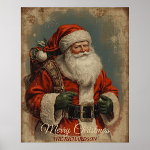 Póster Santa Claus de estilo antiguo Navidades rústicos v