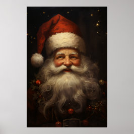 Póster Santa Claus de estilo vintage