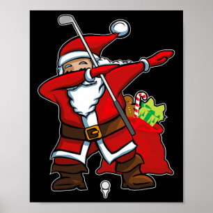 Póster Santa Claus de golf haciendo Dabbing navideño Gif 