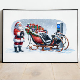 Póster Santa Claus Electric Sleigh EV